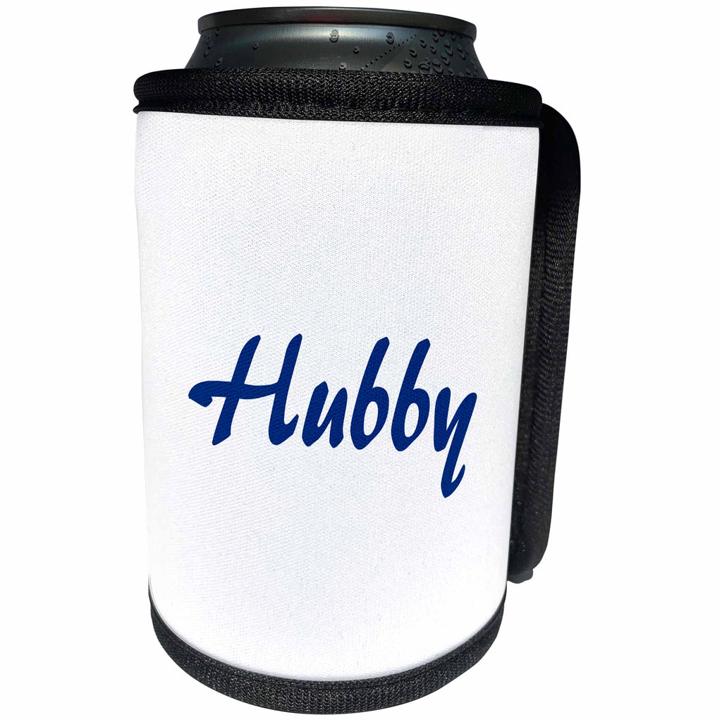 3dRose InspirationzStore Typography - Hubby text in navy blue - half of mr and mrs set - fun husband gift - Can Cooler Bottle Wrap (cc_232492)