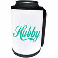 3dRose InspirationzStore Typography - Hubby text in turquoise - half of mr and mrs set - teal husband gift - Can Cooler Bottle Wrap (cc_232493)