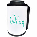 3dRose InspirationzStore Typography - Wifey text in turquoise - wife half of mr and mrs set funny nickname - Can Cooler Bottle Wrap (cc_232496)