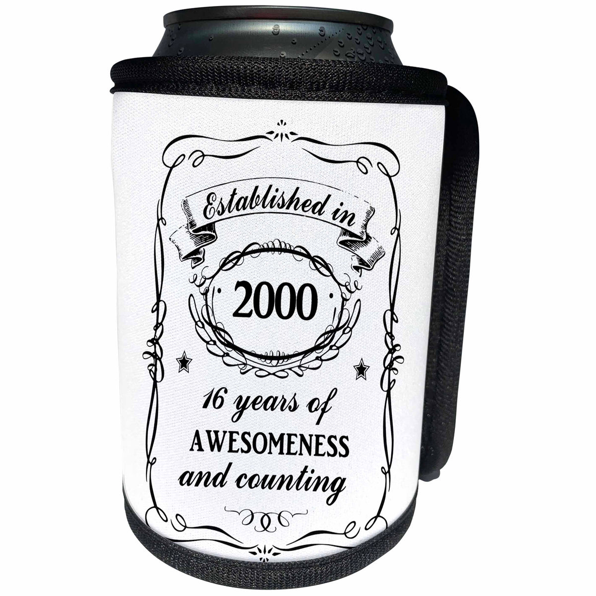 3dRose Can Cooler Bottle Wrap - InspirationzStore Typography - Established in 2000 Sweet Sixteen