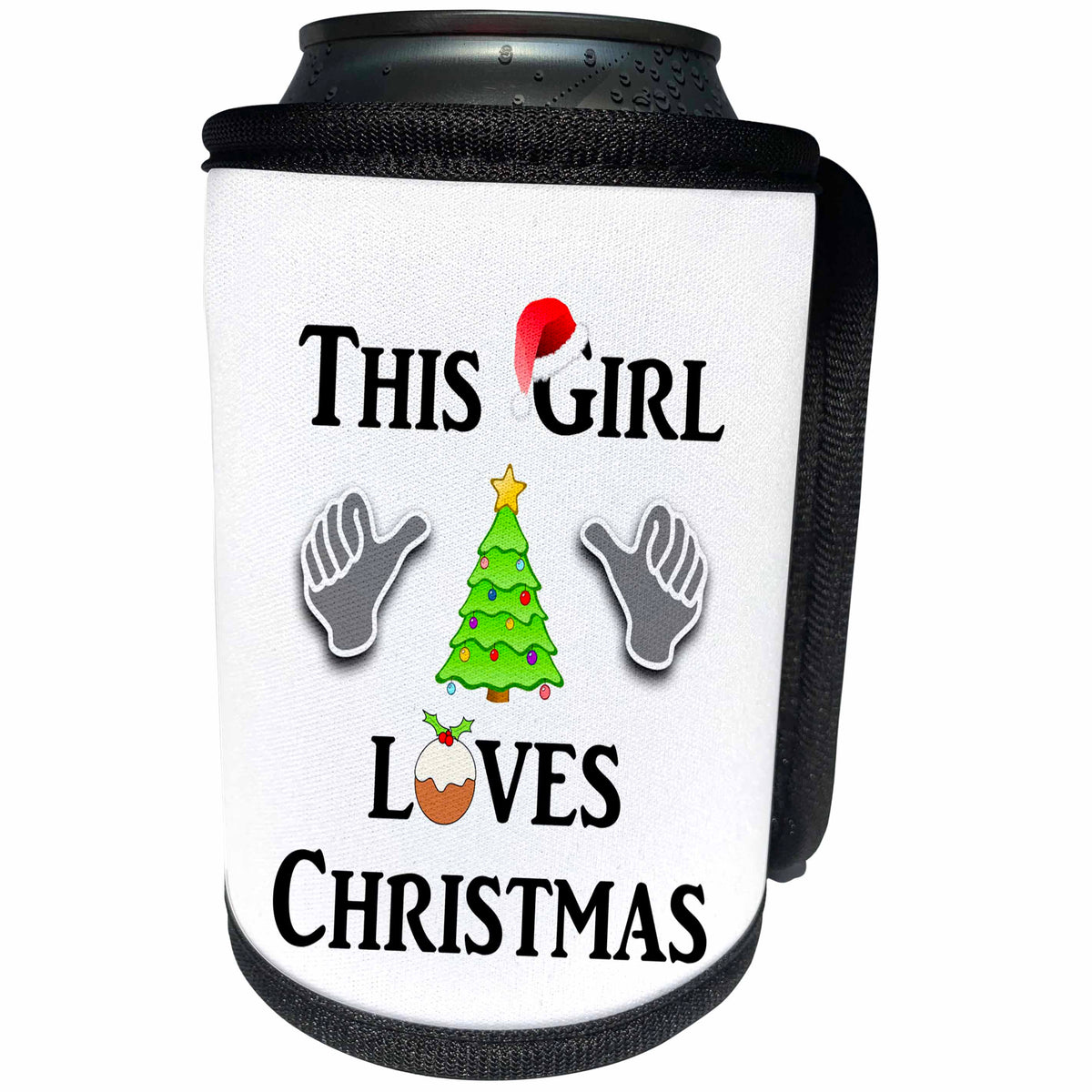 3dRose InspirationzStore Christmas designs - This Girl Loves Christmas on white background - funny xmas humor gift - Can Cooler Bottle Wrap (cc_232502)