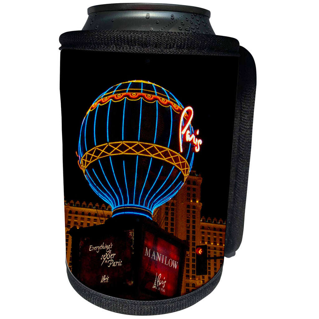 3dRose Ann Euell Las Vegas - Paris Hot Air Balloon - Can Cooler Bottle Wrap (cc_23251)