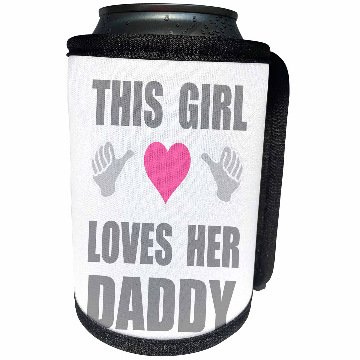 3dRose InspirationzStore Feel Good Compliments - This Girl Loves her Daddy - funny daddys girl father love declaration - Can Cooler Bottle Wrap (cc_232540)