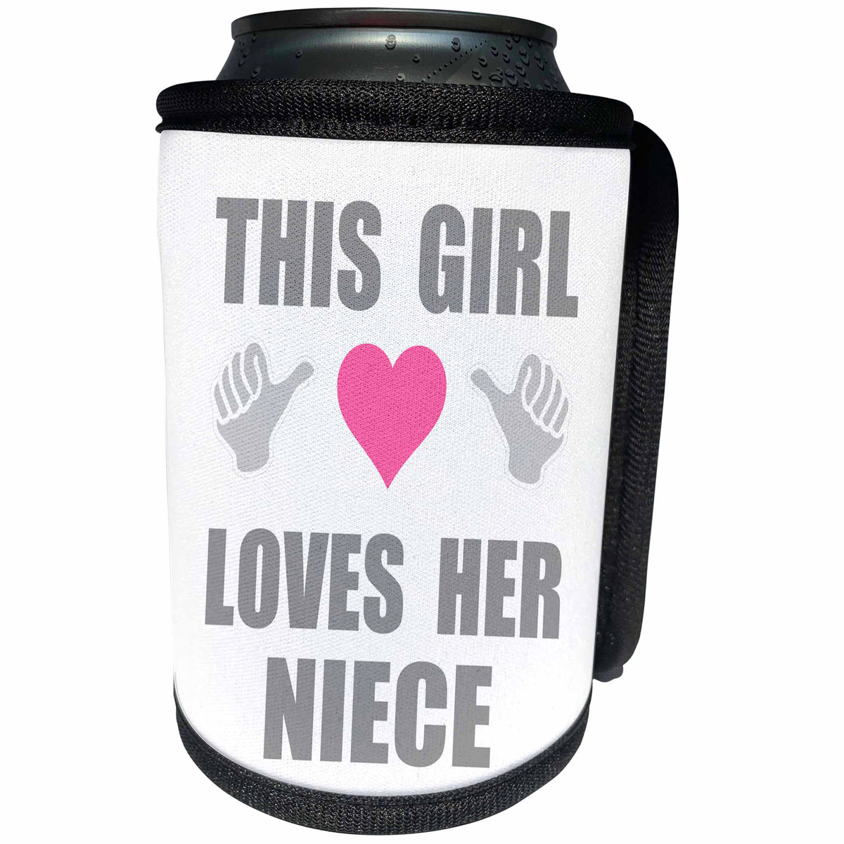 3dRose InspirationzStore Feel Good Compliments - This Girl Loves her Niece - fun funny declaration of family love - Can Cooler Bottle Wrap (cc_232547)