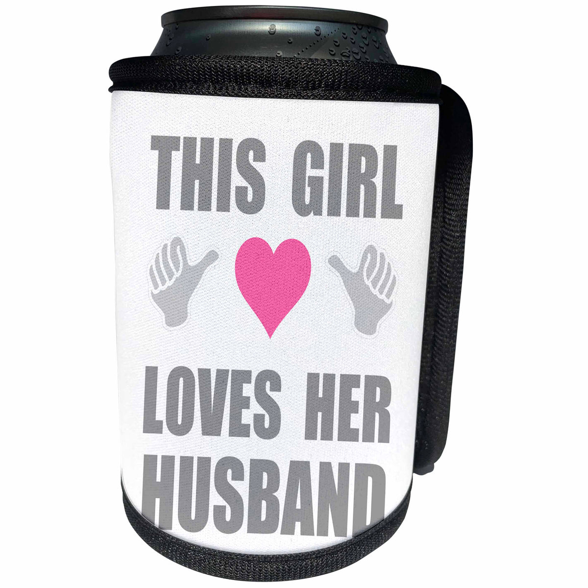 3dRose InspirationzStore Feel Good Compliments - This Girl Loves her Husband fun funny declaration of romantic love - Can Cooler Bottle Wrap (cc_232552)