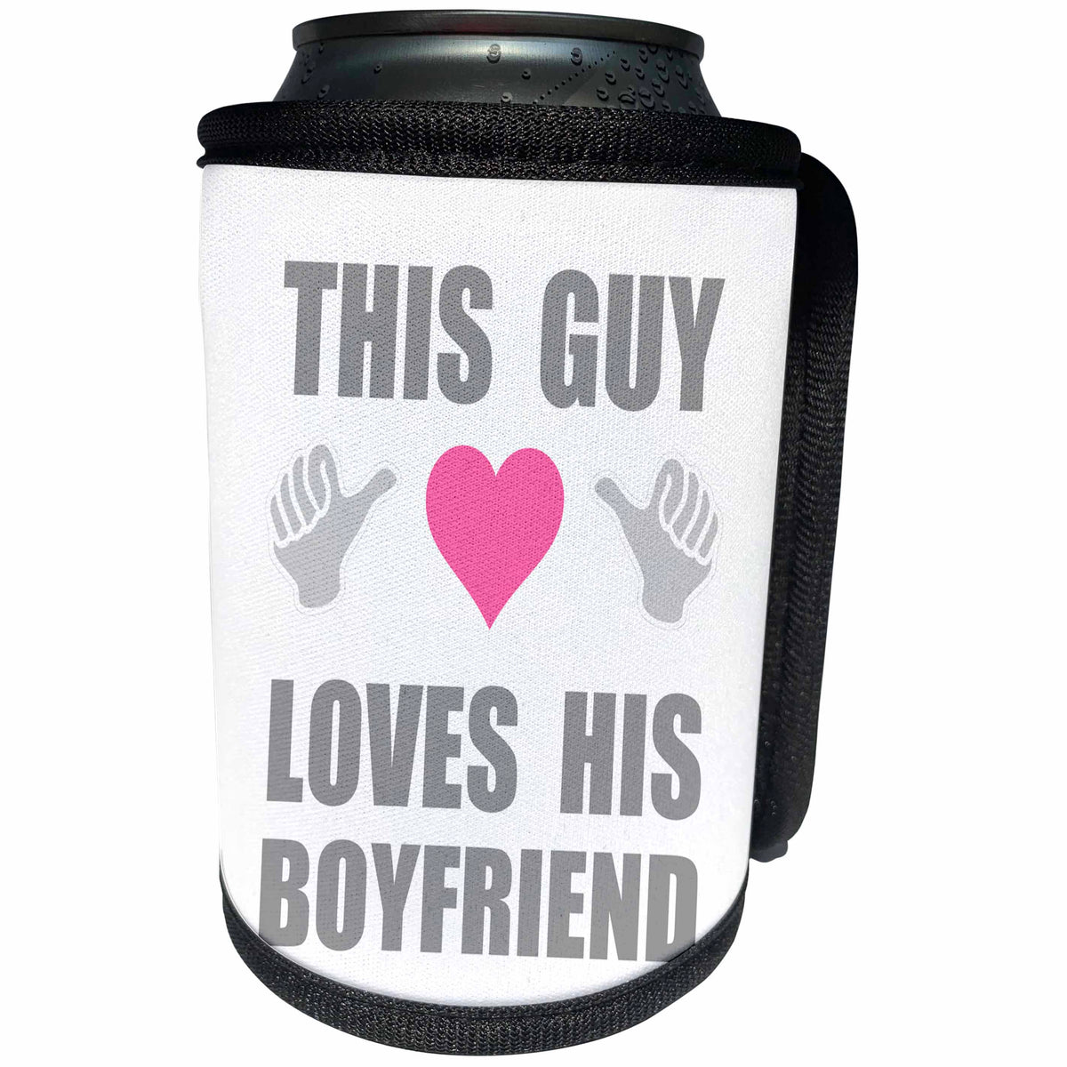 3dRose InspirationzStore Feel Good Compliments - This Guy Loves His Boyfriend - fun funny declaration of romantic love - Can Cooler Bottle Wrap (cc_232553)