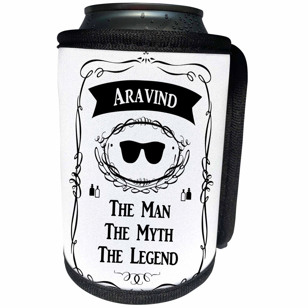 3dRose InspirationzStore The Man The Myth The Legend - Aravind The Man The Myth The Legend sunglasses cologne bottle design - Can Cooler Bottle Wrap (cc_232566)