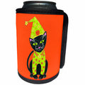 3dRose Laura J Holman Art Halloween Black Cat - black cat cat in costume Halloween cat orange Halloween whimsical cat whimsical illustration - Can Cooler Bottle Wrap (cc_23297)
