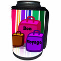 3dRose Florene - Special Events - Image of Cartoon Suitcases With Bon Voyage - Can Cooler Bottle Wrap (cc_232989)