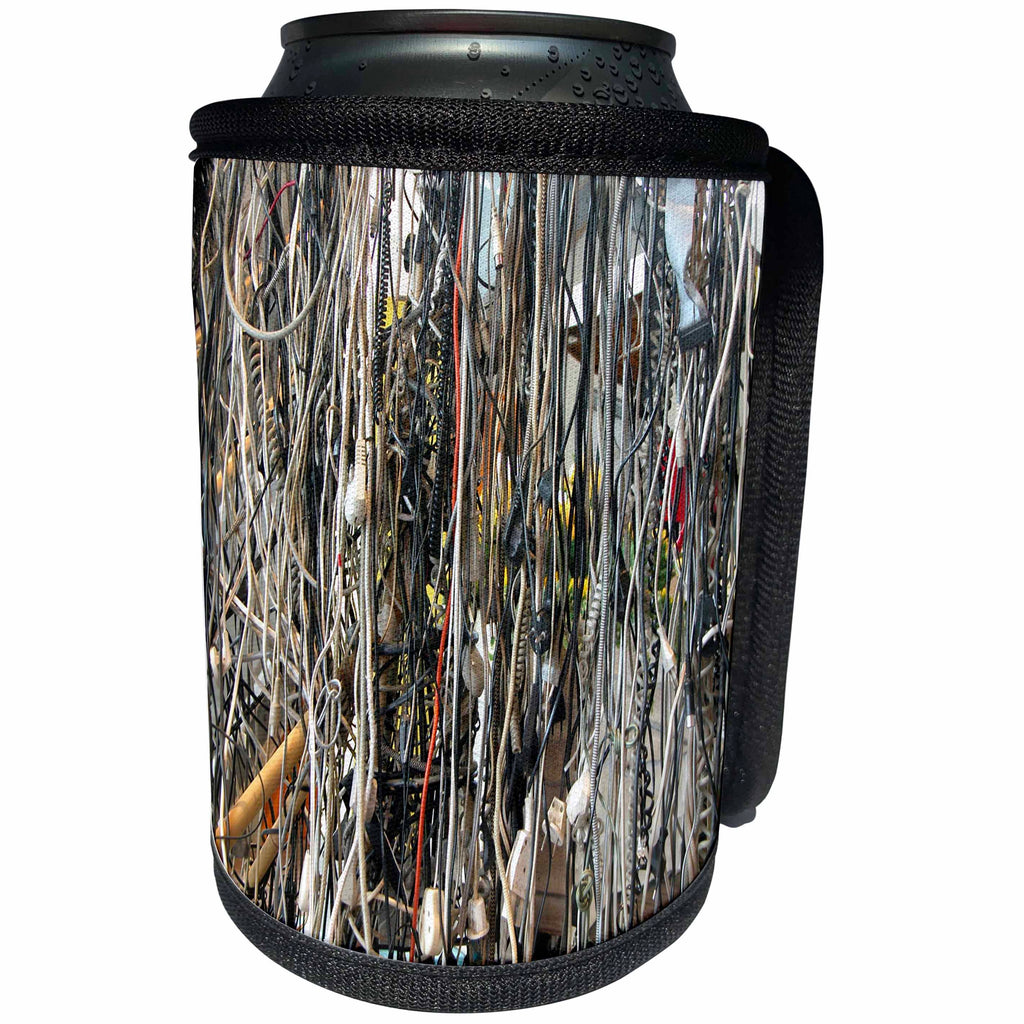 3dRose Florene - Textures III - Image of Assorted Bunch Of Hanging Wires - Can Cooler Bottle Wrap (cc_232996)