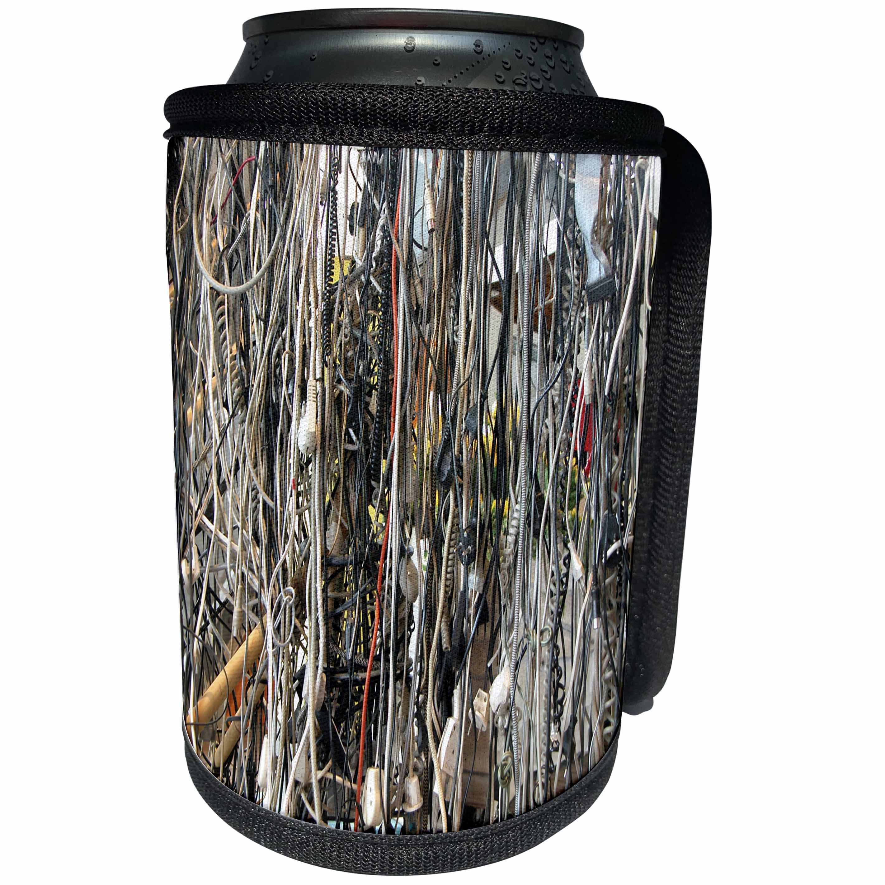 3dRose Florene - Textures III - Image of Assorted Bunch Of Hanging Wires - Can Cooler Bottle Wrap (cc_232996)