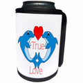 3dRose Florene - Decorative III - Image of Cartoon Dolphins Say True Love - Can Cooler Bottle Wrap (cc_233002)