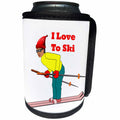 3dRose Florene - Numbers Symbols And Sayings - Image of Cartoon I Love To Ski With Man On Skis - Can Cooler Bottle Wrap (cc_233009)