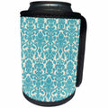3dRose Florene - Designer Plaids And Pattern - Image of Turquoise Damask Pattern - Can Cooler Bottle Wrap (cc_233017)