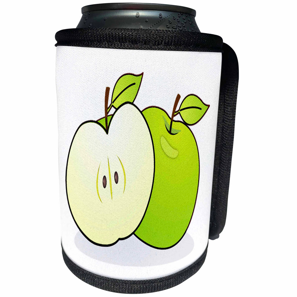 3dRose Florene - Food And Beverage - Image of Large Green Apple Spilt In Half - Can Cooler Bottle Wrap (cc_233019)