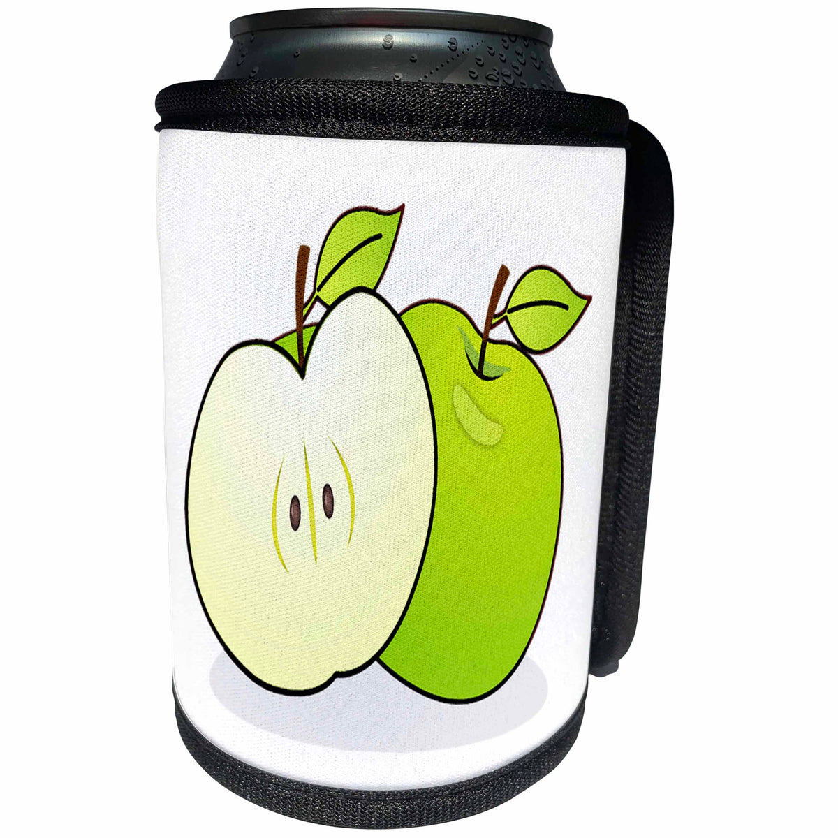 3dRose Florene - Food And Beverage - Image of Large Green Apple Spilt In Half - Can Cooler Bottle Wrap (cc_233019)