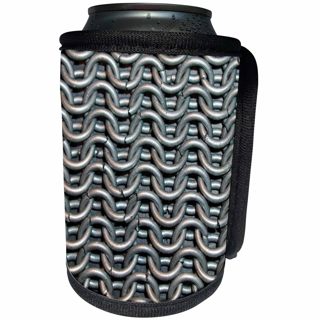 3dRose Florene -Textures III - Image of Silver Chain Links - Can Cooler Bottle Wrap (cc_233022)