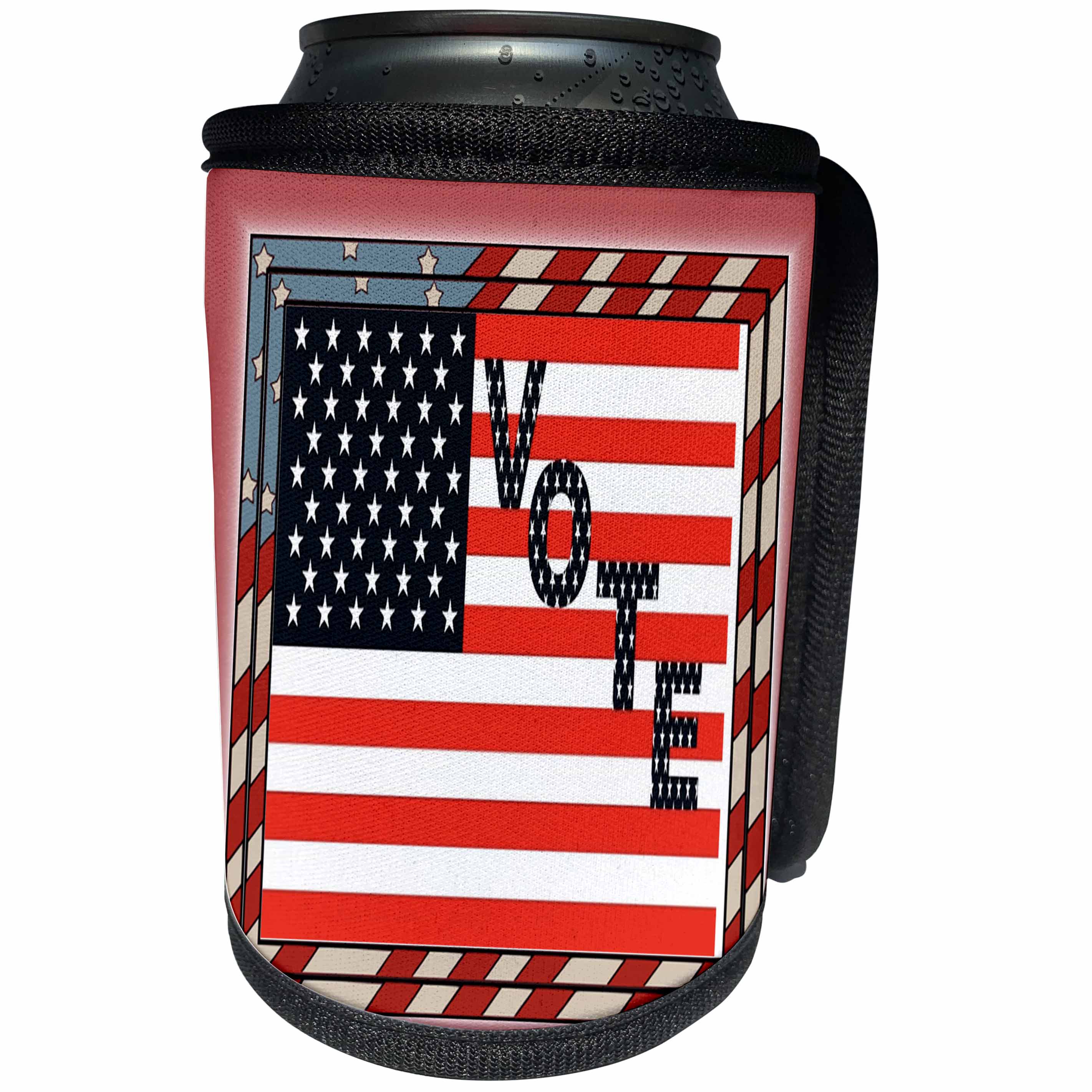 3dRose Florene - Patriotic - Image of USA Flag With Word Vote - Can Cooler Bottle Wrap (cc_233028)
