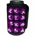 3dRose Florene - Asian Art II - Image of Chinese Zodiac Animals In Purple on Black - Can Cooler Bottle Wrap (cc_233029)