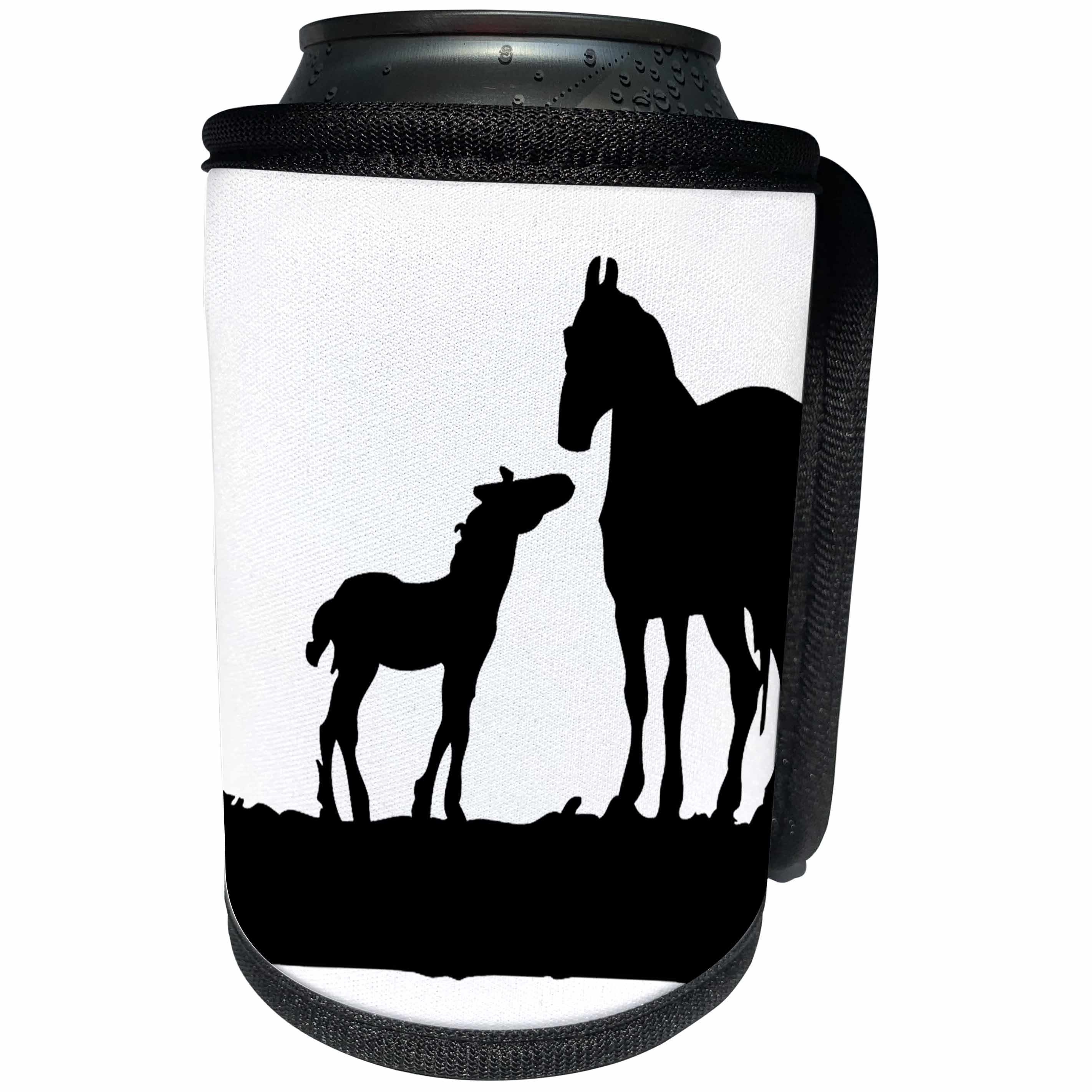 3dRose Florene - Decorative III - Image of Horse And Foal In Silhouette - Can Cooler Bottle Wrap (cc_233032)