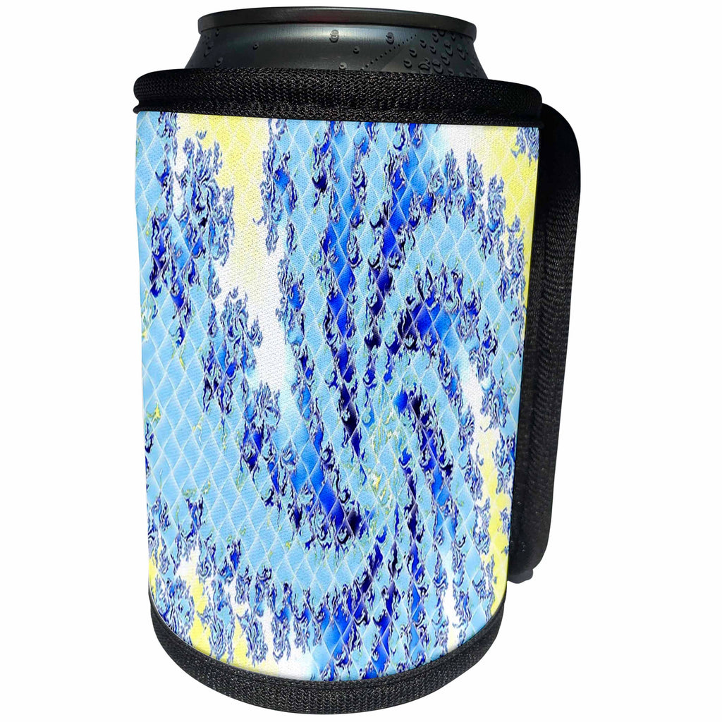 3dRose Florene - Fractals - Image of Blue And Yellow Squared Fractal - Can Cooler Bottle Wrap (cc_233036)