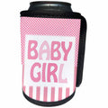 3dRose Florene - Childrens Art V - Image of A Baby Girl Sign With Pink Stripes And Dots - Can Cooler Bottle Wrap (cc_233039)
