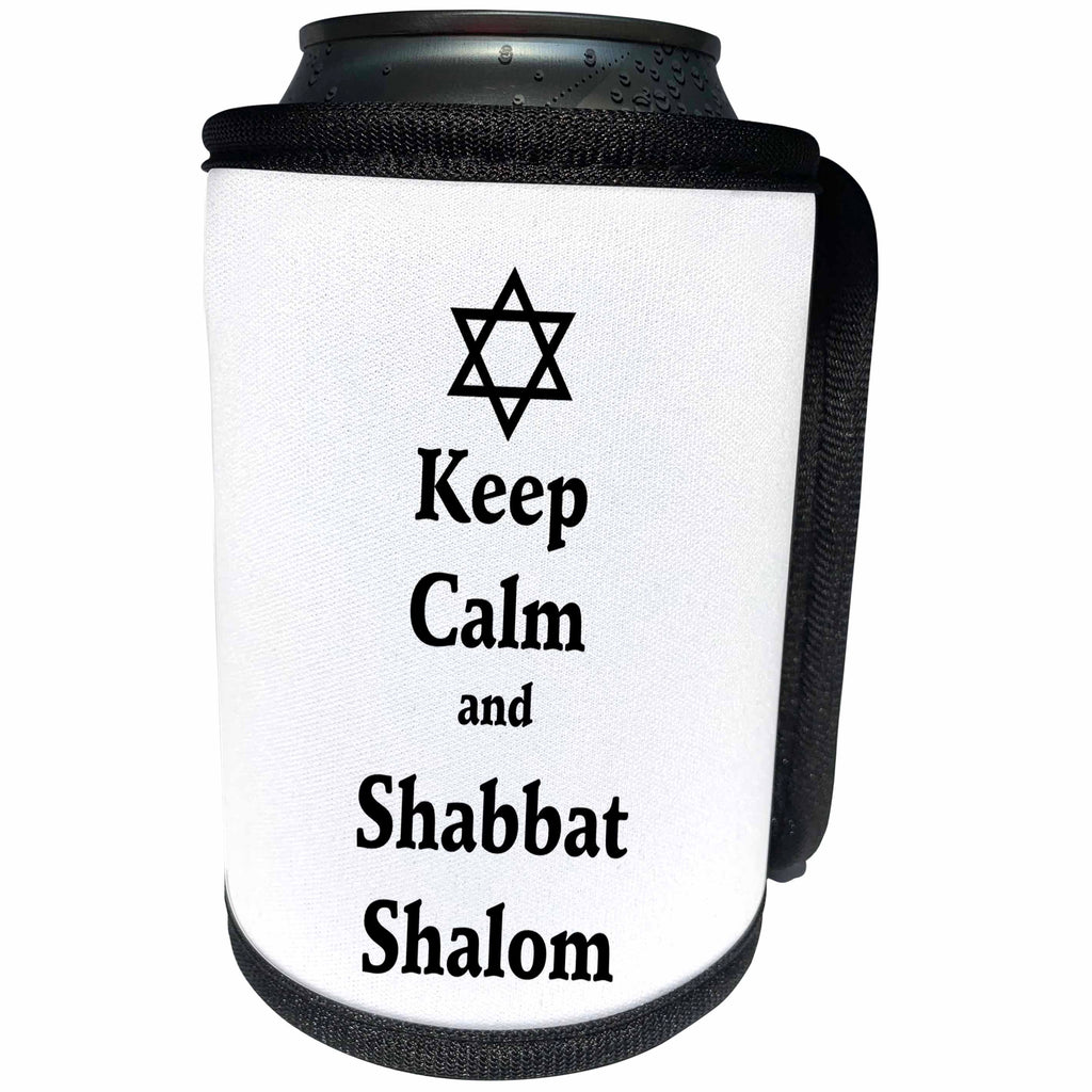 3dRose Florene - Jewish Themes - Image of Keep Calm and Shabbat Shalom - Can Cooler Bottle Wrap (cc_233042)