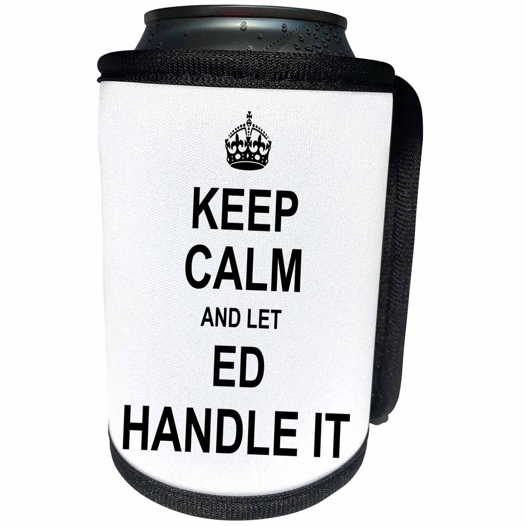 3dRose InspirationzStore Name design - Keep Calm and Let Ed Handle it - funny personal name - Can Cooler Bottle Wrap (cc_233245)