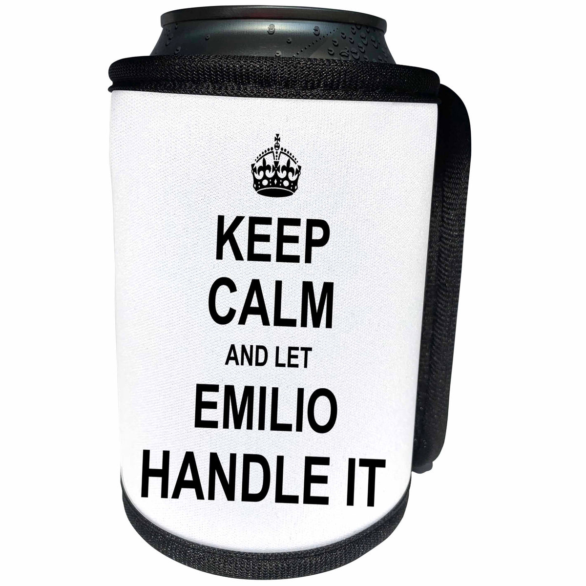 3dRose InspirationzStore Name design - Keep Calm and Let Emilio Handle it - funny personal name - Can Cooler Bottle Wrap (cc_233249)