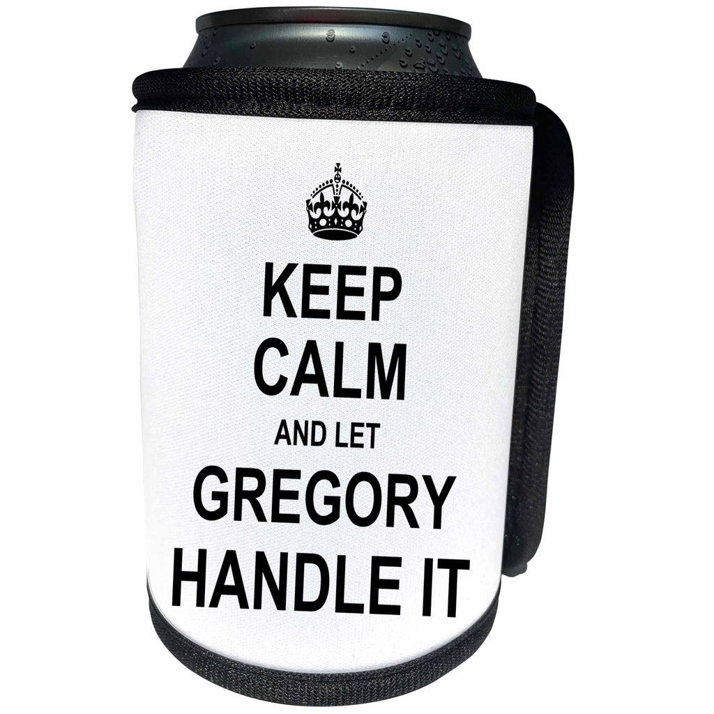 3dRose InspirationzStore Name design - Keep Calm and Let Gregory Handle it - funny personal name - Can Cooler Bottle Wrap (cc_233266)