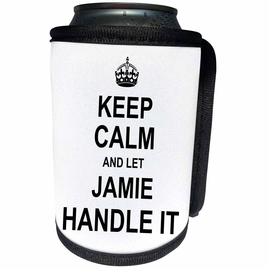 3dRose InspirationzStore Name design - Keep Calm and Let Jamie Handle it - funny personal name - Can Cooler Bottle Wrap (cc_233281)