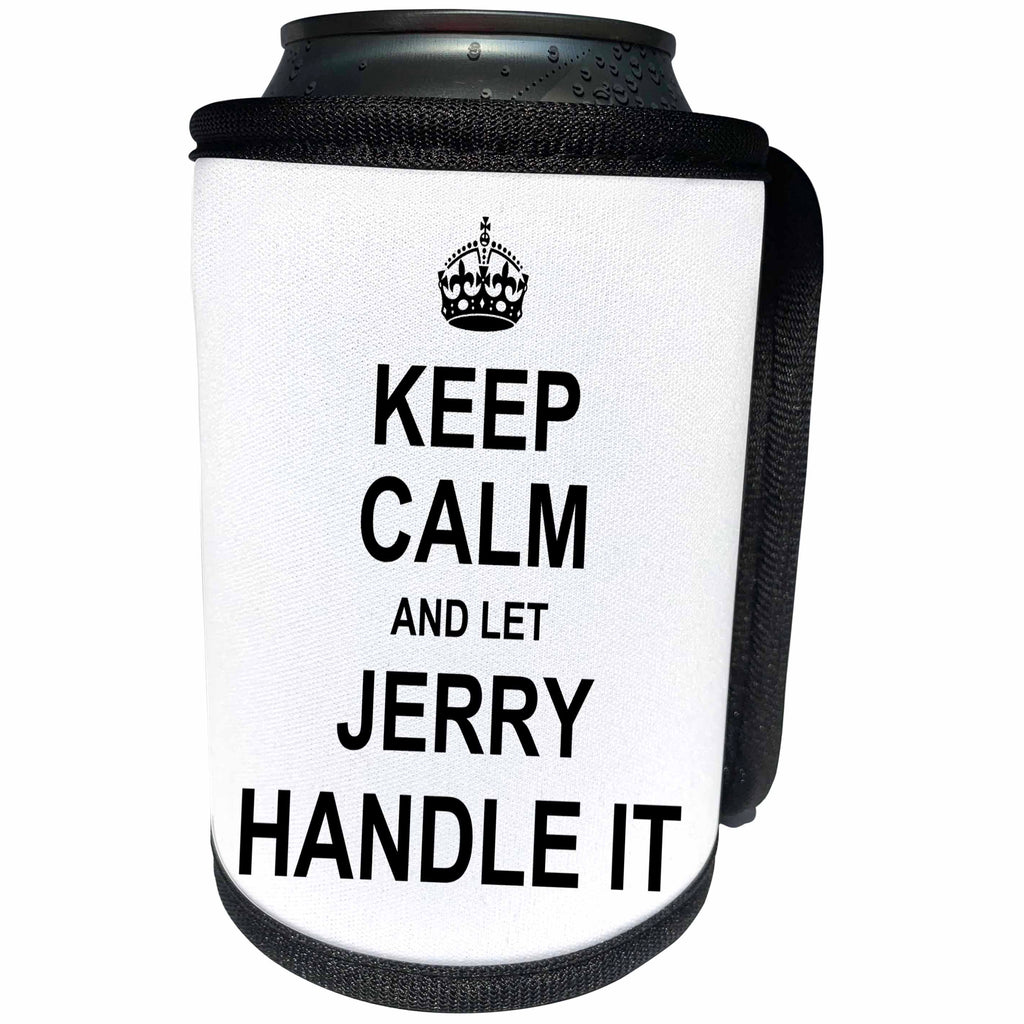 3dRose InspirationzStore Name design - Keep Calm and Let Jerry Handle it - funny personal name - Can Cooler Bottle Wrap (cc_233288)