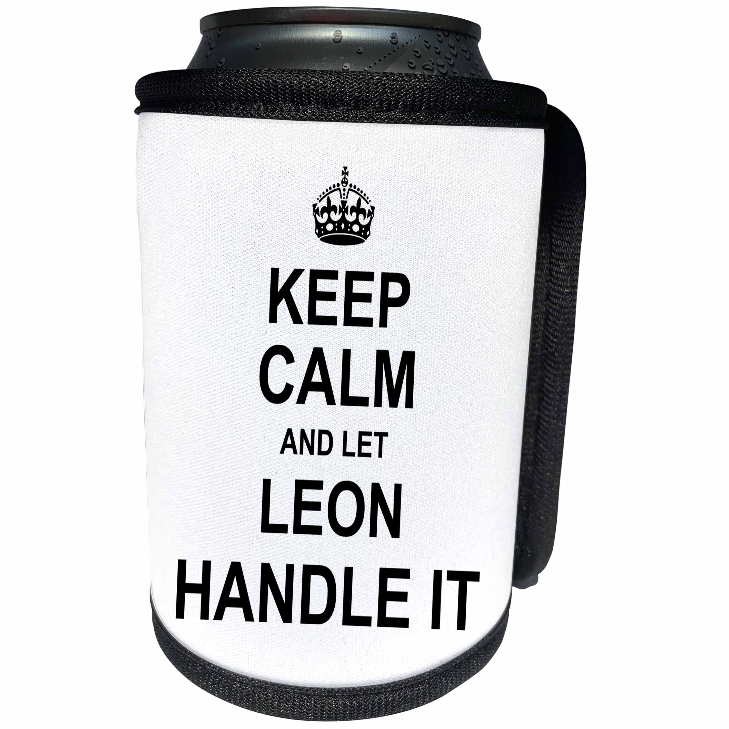 3dRose InspirationzStore Name design - Keep Calm and Let Leon Handle it - funny personal name - Can Cooler Bottle Wrap (cc_233317)