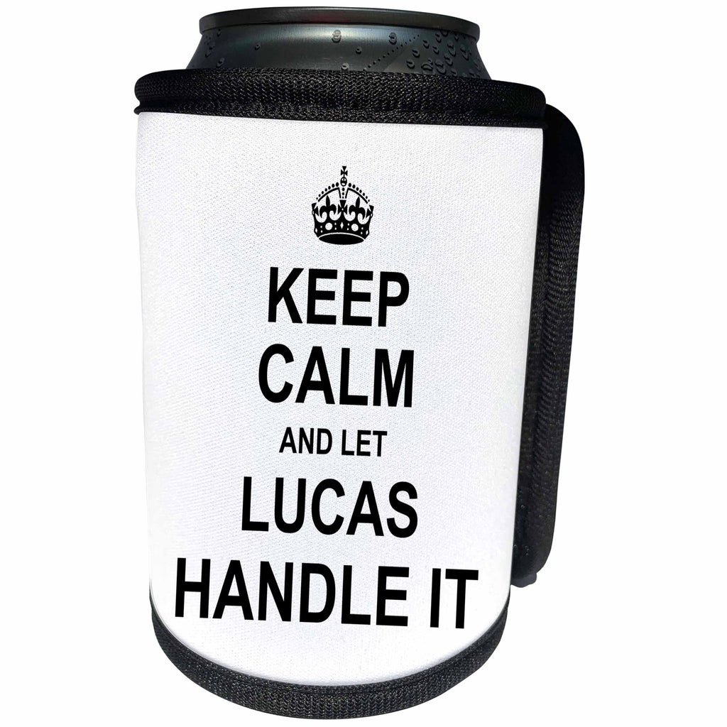 3dRose InspirationzStore Name design - Keep Calm and Let Lucas Handle it - funny personal name - Can Cooler Bottle Wrap (cc_233324)