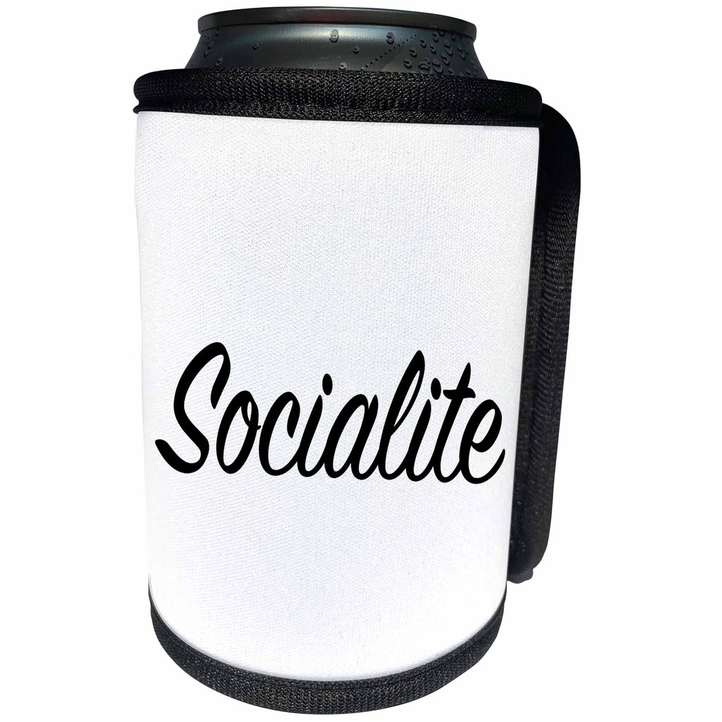 3dRose Tory Anne Collections Quotes - SOCIALITE - Can Cooler Bottle Wrap (cc_234009)