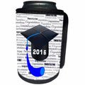 3dRose Florene - Graduation - Image of Black 2016 Cap with Blue Tassel On Congrats Back - Can Cooler Bottle Wrap (cc_234041)