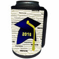 3dRose Florene - Graduation - Image of Blue 2016 Cap With Yellow Tassel Yellow Congrats - Can Cooler Bottle Wrap (cc_234047)
