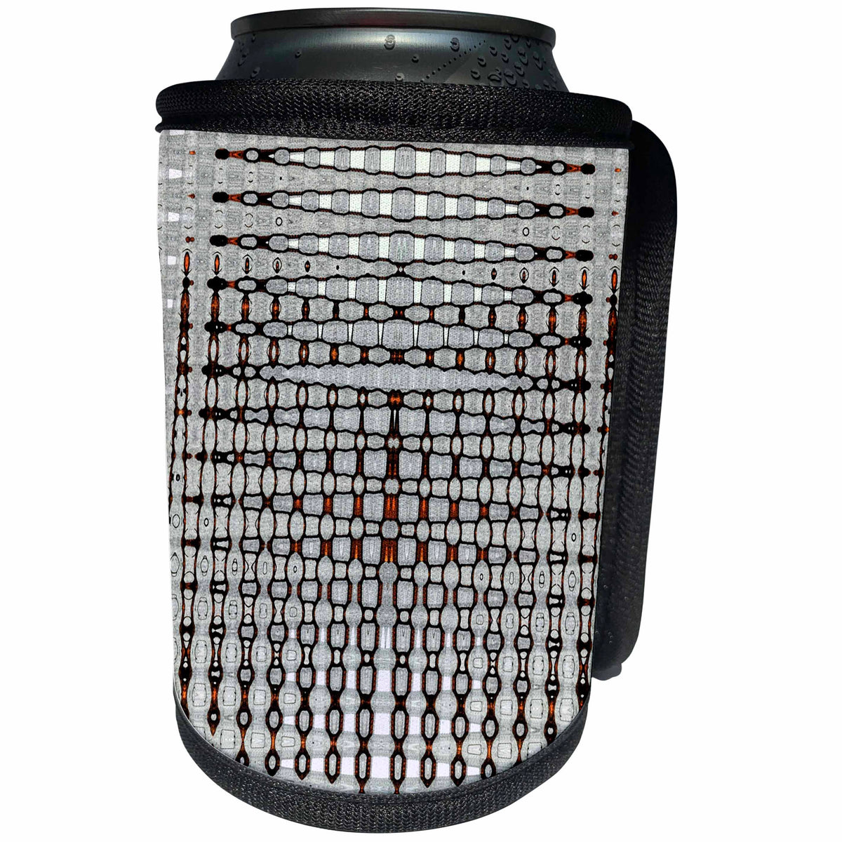 3dRose Florene - Abstract Pattern - Image of Black Gray And Red Graphic Pattern - Can Cooler Bottle Wrap (cc_234074)