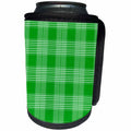 3dRose Florene - Designer Plaids And Pattern - Image of Bright Green And White Plaid - Can Cooler Bottle Wrap (cc_234075)