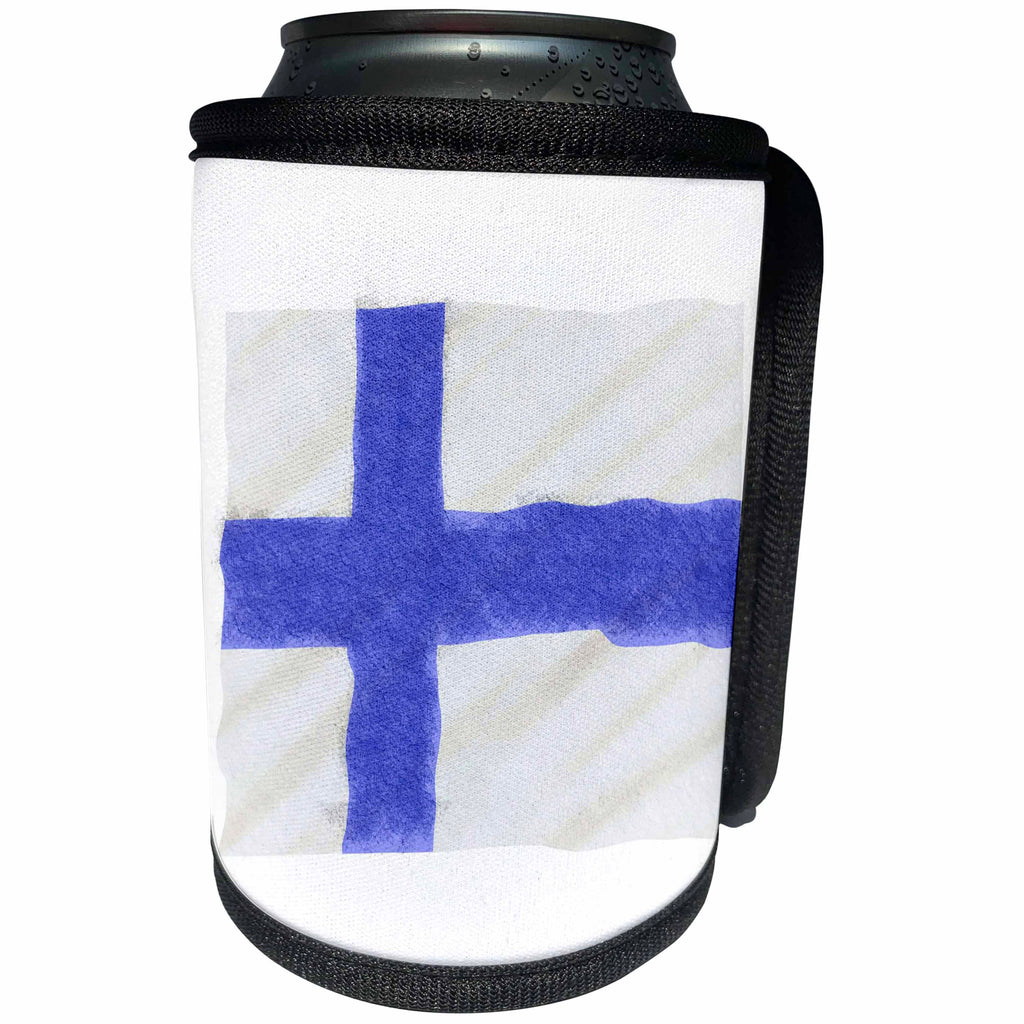 3dRose Florene Grunge - Image of Grunge Style Finland Flag - Can Cooler Bottle Wrap (cc_234483)