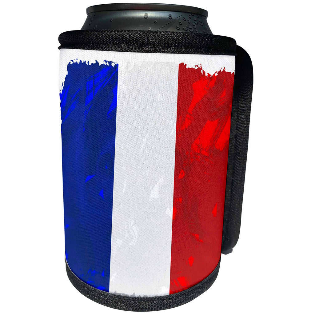3dRose Florene Grunge - Image of French Flag In Grunge Style - Can Cooler Bottle Wrap (cc_234484)