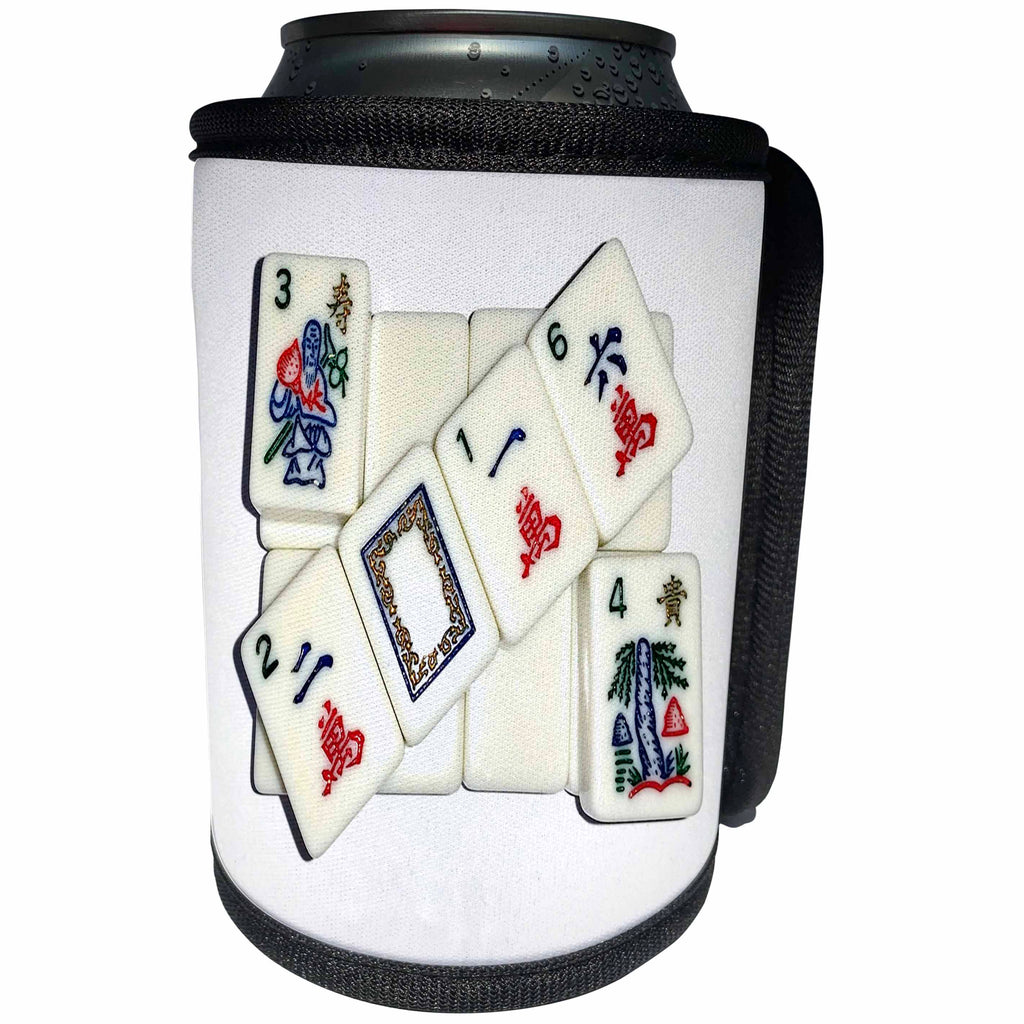 3dRose Florene Games - Image of 2016 Mah jongg With Flower Tiles - Can Cooler Bottle Wrap (cc_234492)