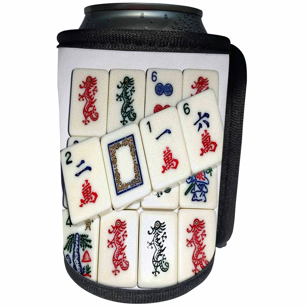 3dRose Florene Games - Image of 2016 Mah Jongg Dragon Tiles - Can Cooler Bottle Wrap (cc_234494)