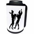 3dRose Florene Black And White - Image of Silhouette of 2 Pied Pipers - Can Cooler Bottle Wrap (cc_234498)