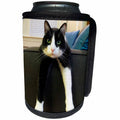 3dRose TNMGraphics Animals - Black and White Cat with Nothing to Do - Can Cooler Bottle Wrap (cc_23450)
