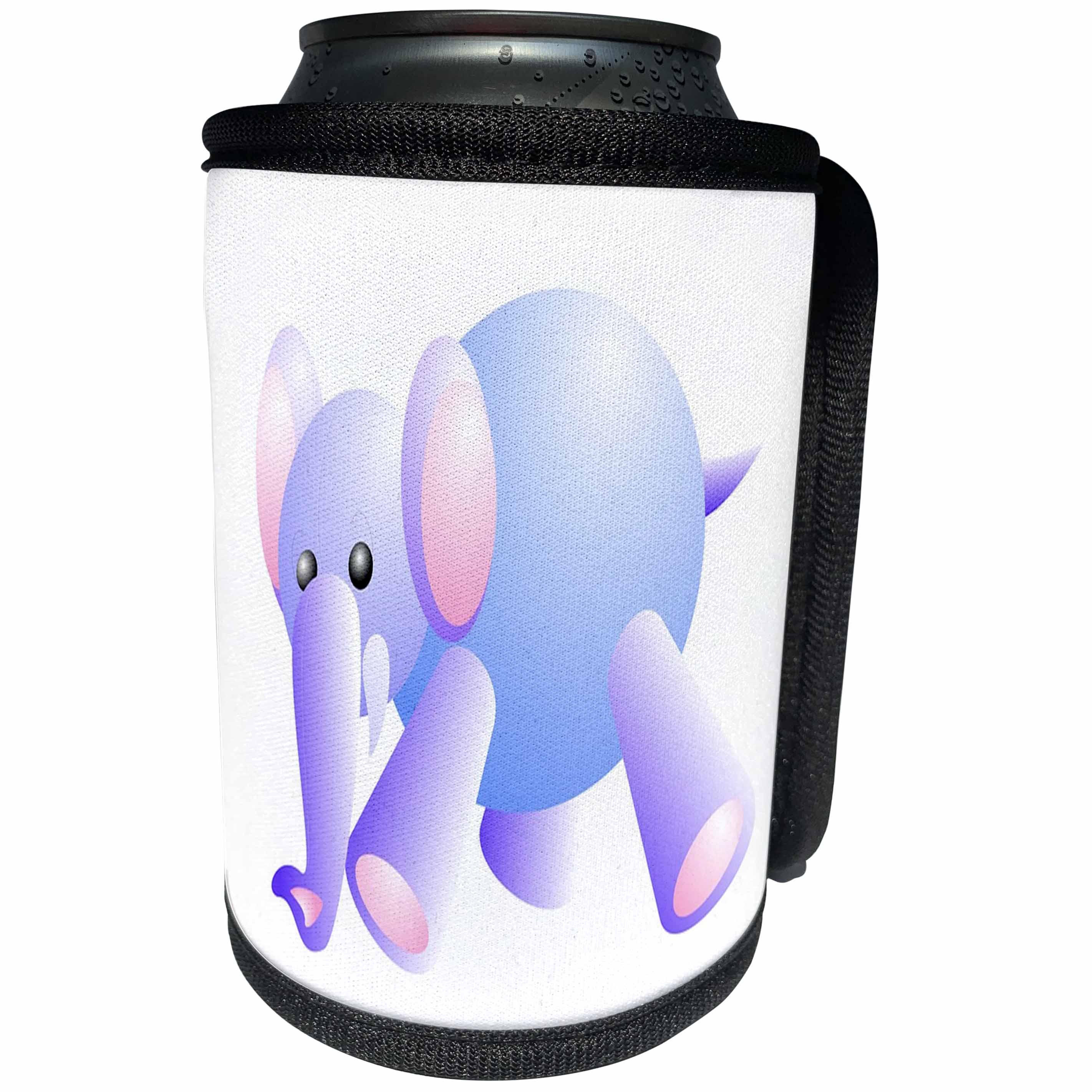 3dRose Florene Childrens Art V - Image of Rubber Look Blue Violet Elephant - Can Cooler Bottle Wrap (cc_234500)