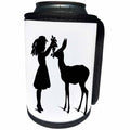 3dRose Florene Black And White - Image of Silhouette Of Girl And Deer - Can Cooler Bottle Wrap (cc_234501)