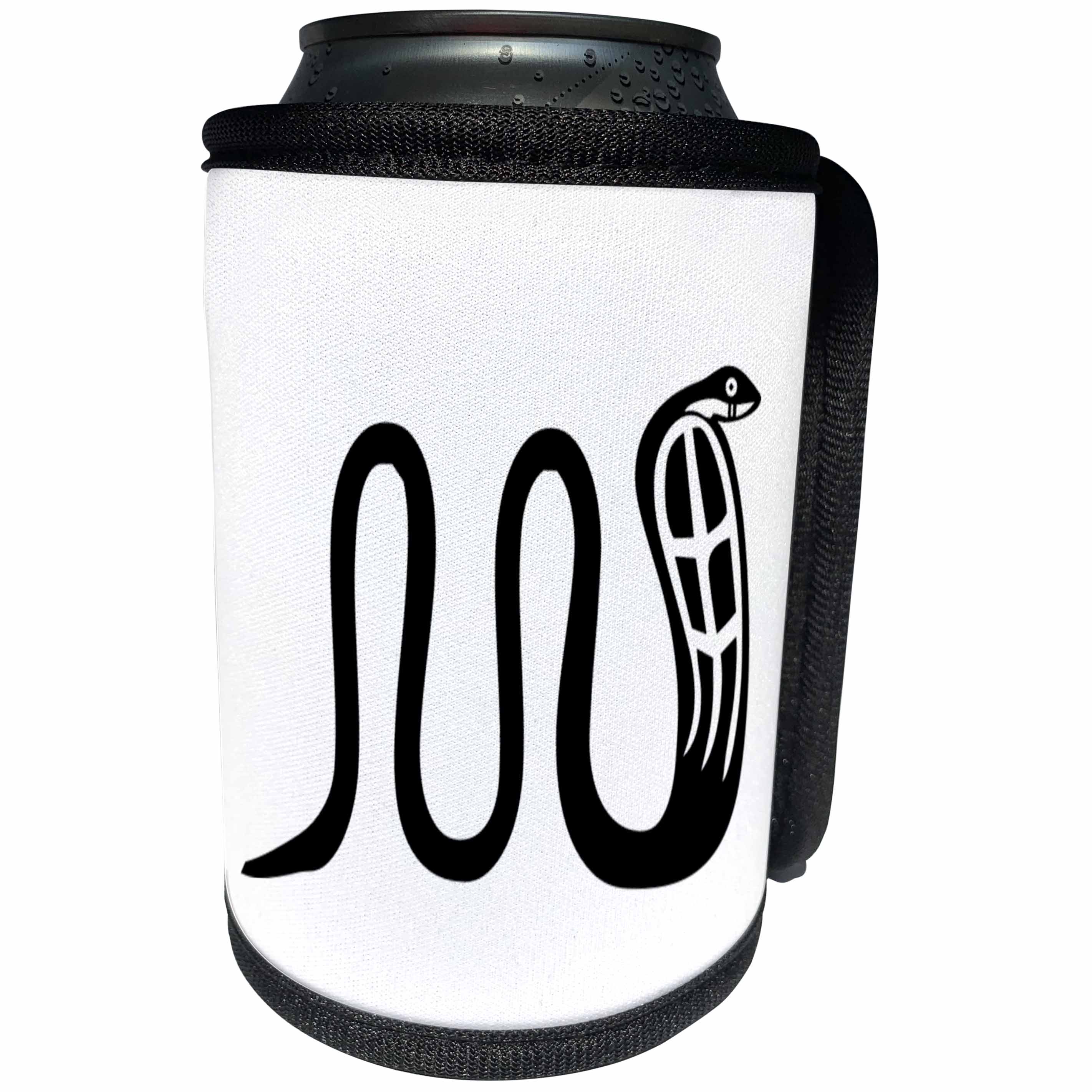 3dRose Florene Black And White - Image of Silhouette of Egyptian Snake - Can Cooler Bottle Wrap (cc_234502)