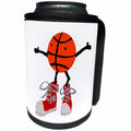 3dRose All Smiles Art Sports and Hobbies - Funny Basketball Character in Red High Tops Shoes - Can Cooler Bottle Wrap (cc_234511)