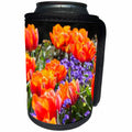 3dRose TNMGraphics Floral - Orange and Blue Flowers - Can Cooler Bottle Wrap (cc_23452)